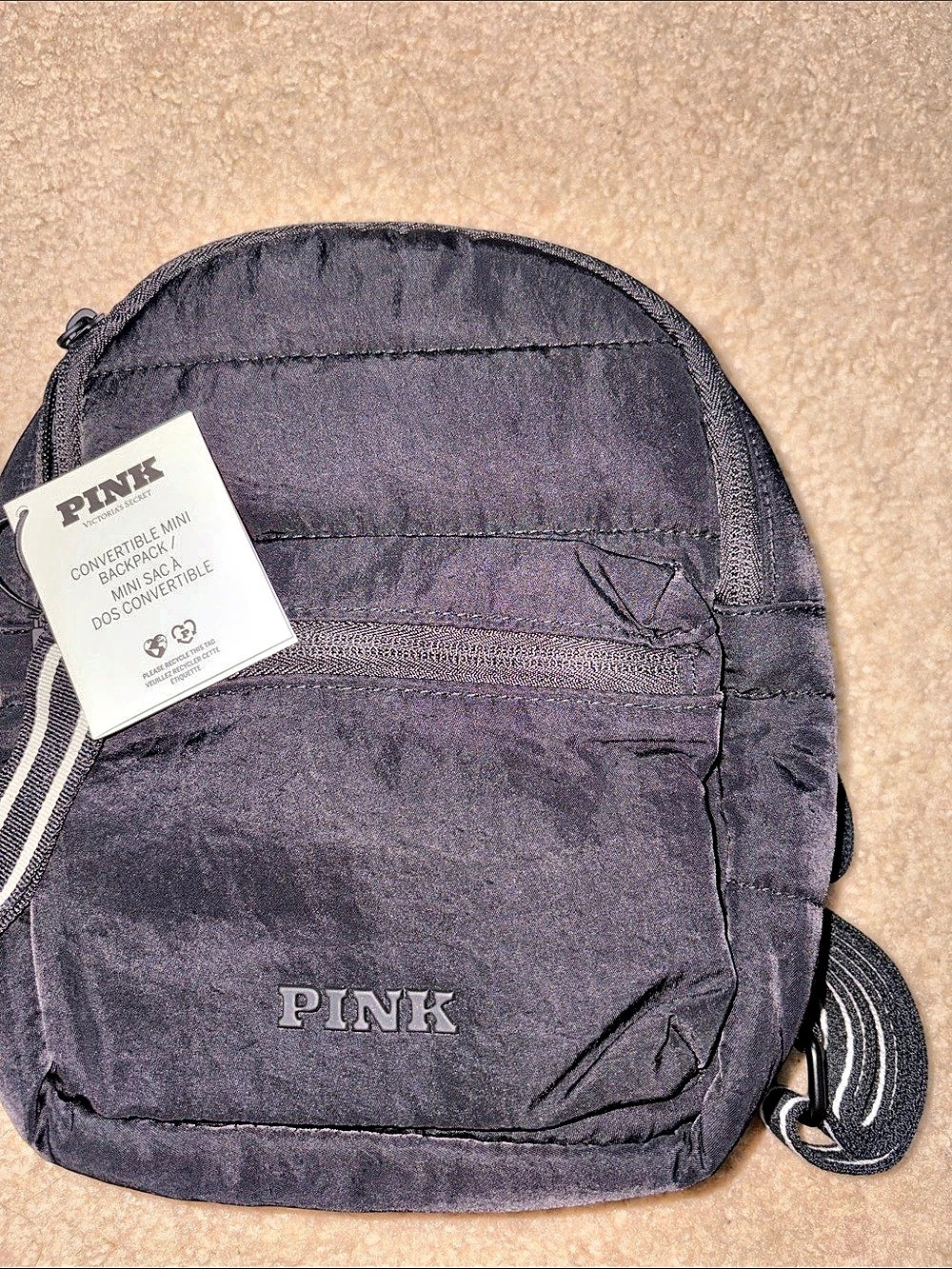 PINK Victoria's Secret Convertible Mini Backpack Black NWT